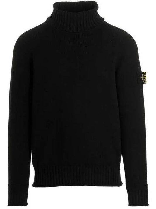 Logo Wappen Patch Cotton Turtleneck Black - STONE ISLAND - BALAAN 2