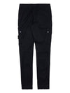 Garment Dyed Old Effect Stretch Broken Twill Cotton Cargo Pants Black - STONE ISLAND - BALAAN 3