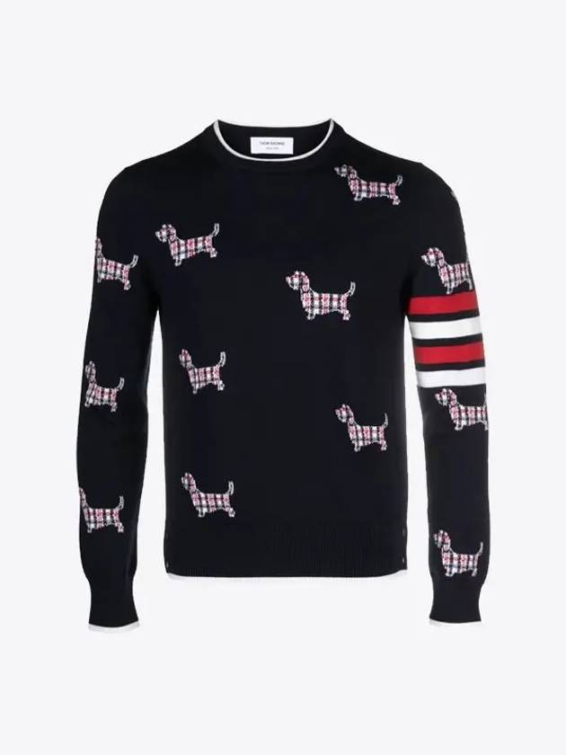 4-Bar Relaxed Hector Pullover Wool Knit Top Navy - THOM BROWNE - BALAAN 2