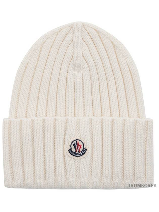 Women s Logo Patch Wool Beanie Hat 3B00036 A9327 030 - MONCLER - BALAAN 1