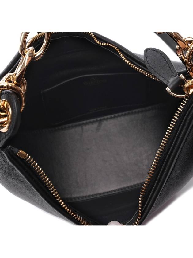 SN Black mini vlogo moon bag in nappa leather with chain 5W2B0Q43PHV 0NO - VALENTINO - BALAAN 7