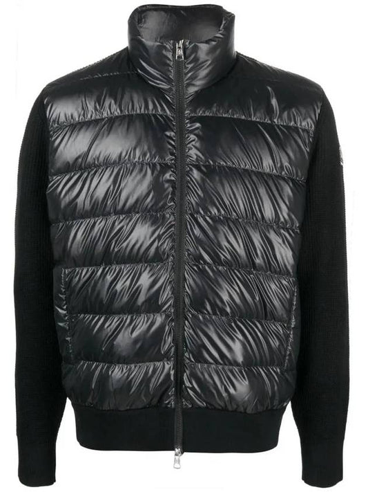 Logo Patch Padded Wool Cardigan Black - MONCLER - BALAAN 2