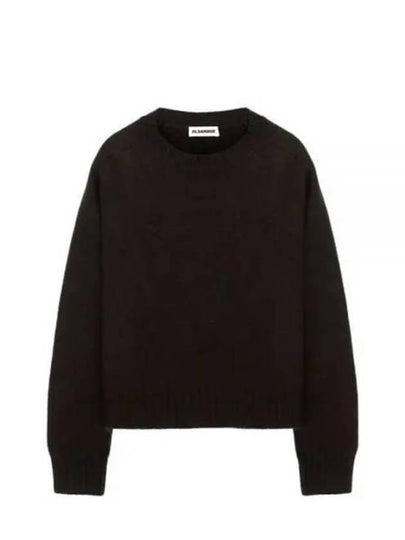 Crew Neck Wool Knit Top Dark Brown - JIL SANDER - BALAAN 2