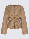 Women's Quilted Recycled Nylon Down Zip-Up Jacket Beige - GANNI - BALAAN 5