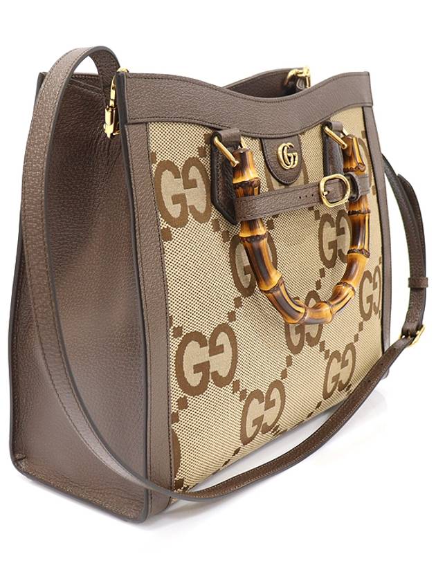 655658 Jumbo GG Canvas Brown Leather Bamboo Top Handle Diana Medium 2WAY - GUCCI - BALAAN 3