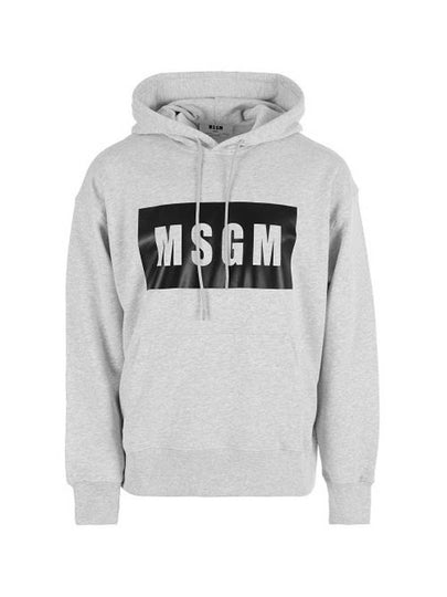 Box Logo Print Cotton Hoodie Grey - MSGM - BALAAN 2