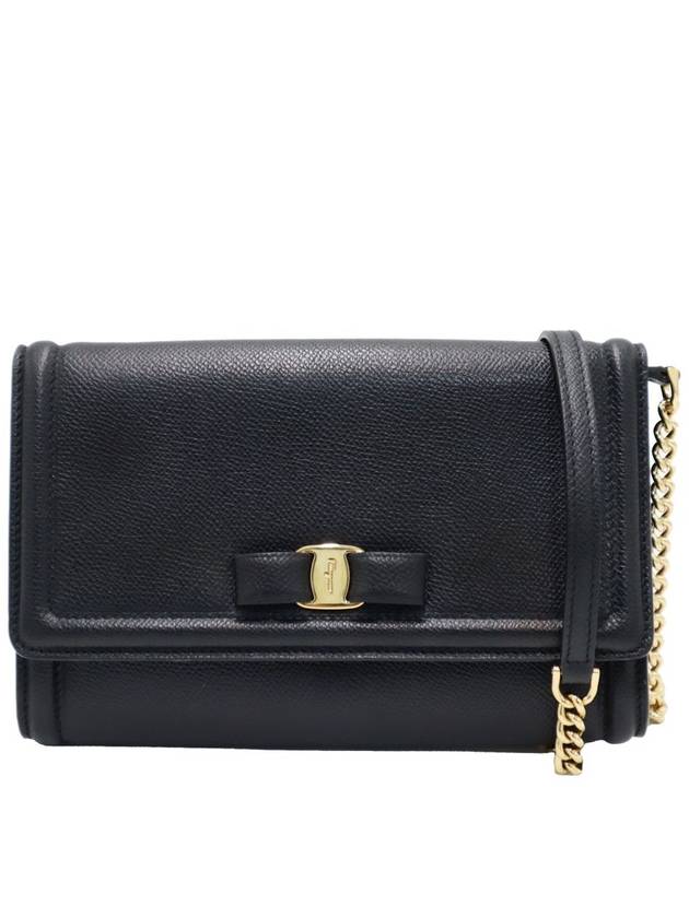 Women s Leather Cross Bag Black Ferragamo 22 C940 Pebble Calfskin Gold Barazini Mini Chain - SALVATORE FERRAGAMO - BALAAN 1