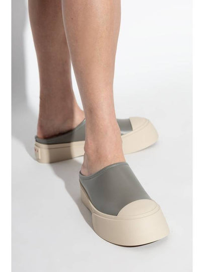 Marni Leather Platform Slides, Women's, Grey - MARNI - BALAAN 2