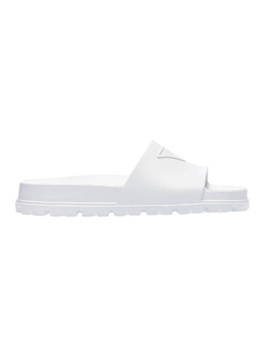 Triangle Logo Slippers White - PRADA - BALAAN 1