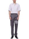 Plaid Check Poplin Short Sleeve Shirt Grey - THOM BROWNE - BALAAN 4