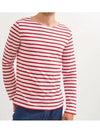 Minquiers Modern Stripe Long Sleeve T-Shirt Red - SAINT JAMES - BALAAN 3