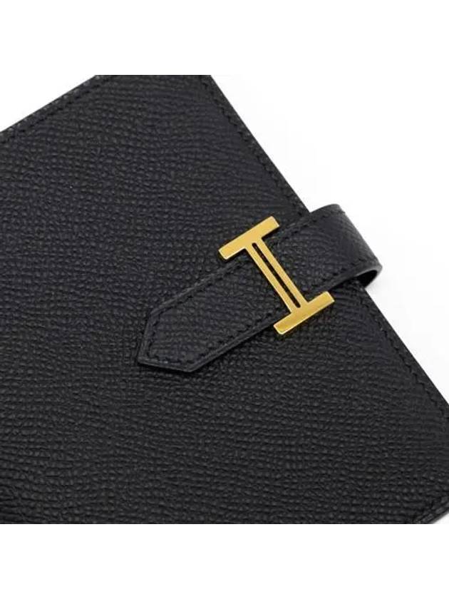 Bean Compact Half Wallet Black Gold H039790CC89 - HERMES - BALAAN 2