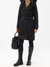 Detachable Hood Teffeta Kensington Trench Coat Black - BURBERRY - BALAAN 10