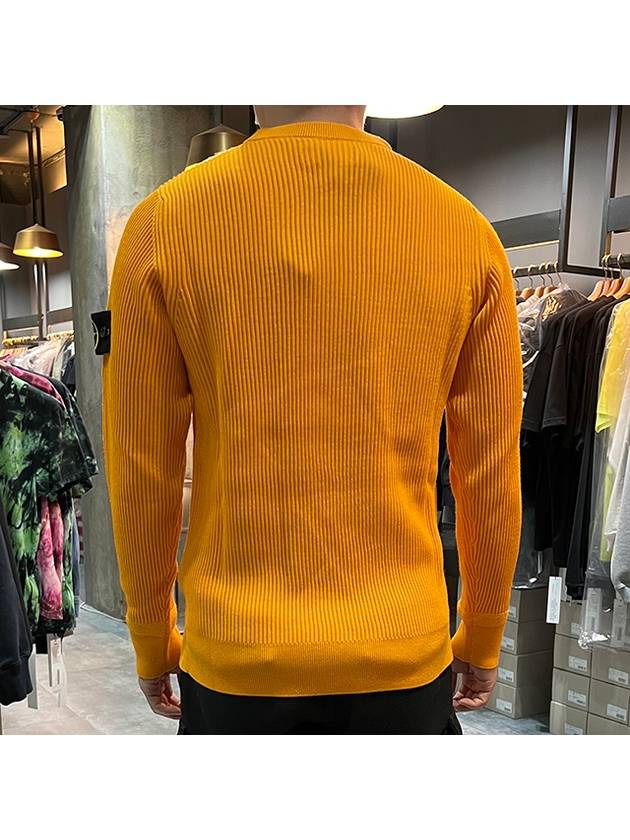 Wappen Patch Crew Neck Ribbed Wool Knit Top Yellow - STONE ISLAND - BALAAN 6