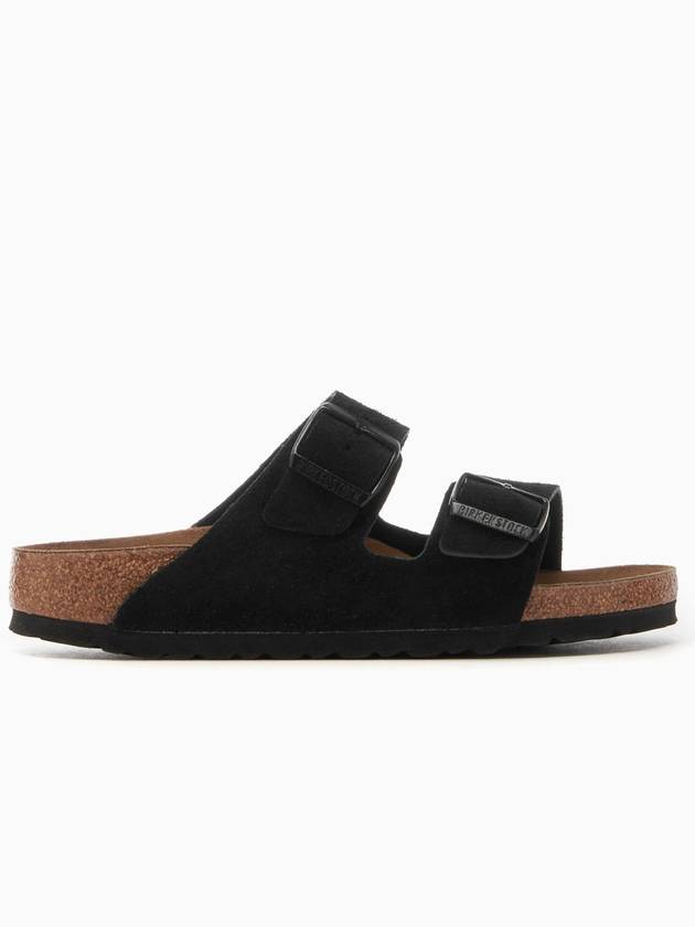 Arizona Suede Leather Slippers Black - BIRKENSTOCK - BALAAN 14