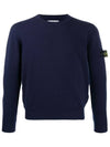 Stretch Wool Crewneck Knit Top Dark Navy - STONE ISLAND - BALAAN 2