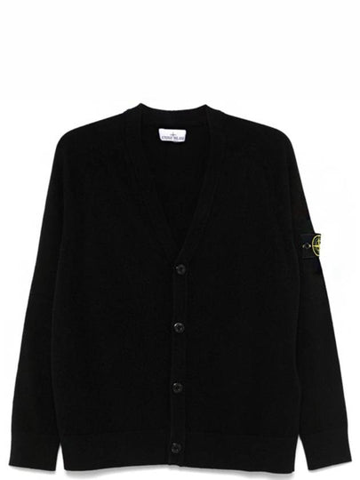 Wappen Patch V-Neck Cardigan Black - STONE ISLAND - BALAAN 2