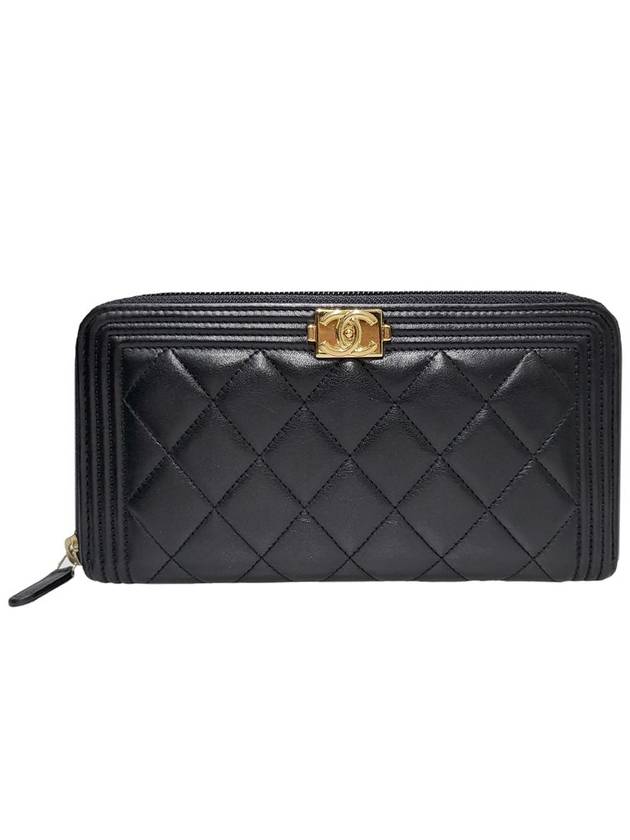 Women s A80288 Black Lambskin Gold Boy Zip Up Long Wallet - CHANEL - BALAAN 1