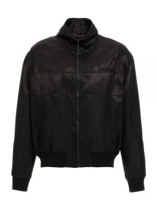 Satin Teddy Zip-Up Jacket Black - SAINT LAURENT - BALAAN 2