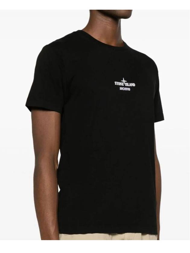 Archivio Cotton Short Sleeve T Shirt Black - STONE ISLAND - BALAAN 6