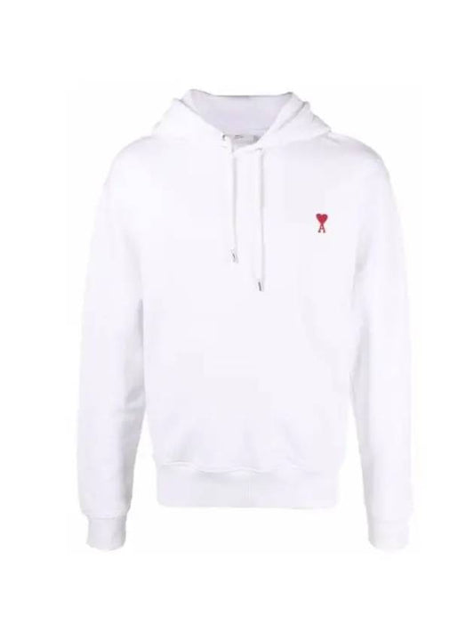 Small Heart Logo Cotton Hoodie White - AMI - BALAAN 2