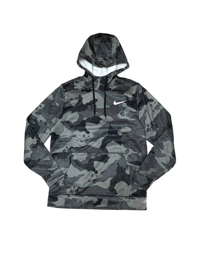 Men's Therma Fit Pullover Camo Training Hoodie Grey - NIKE - BALAAN 1