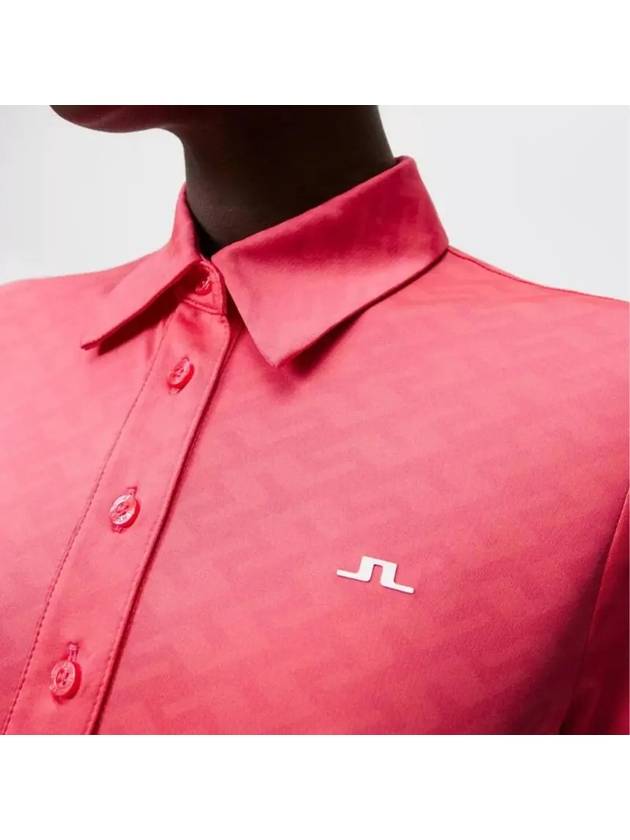 Alaya Jacquard Short Sleeve Polo Shirt Azalea - J.LINDEBERG - BALAAN 5