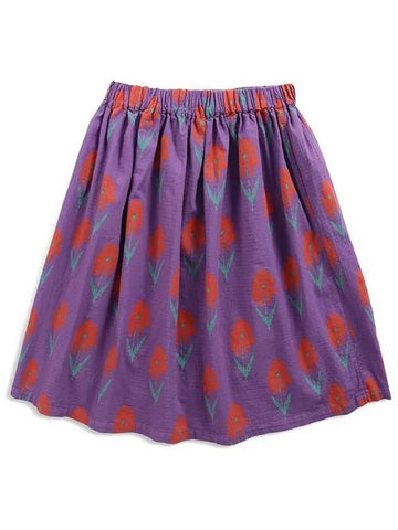 Kids Floral Pattern Skirt Purple 122AC092 540 - BOBO CHOSES - BALAAN 1