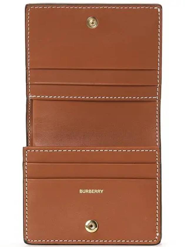 Check Small Leather Half Wallet Beige - BURBERRY - BALAAN 5