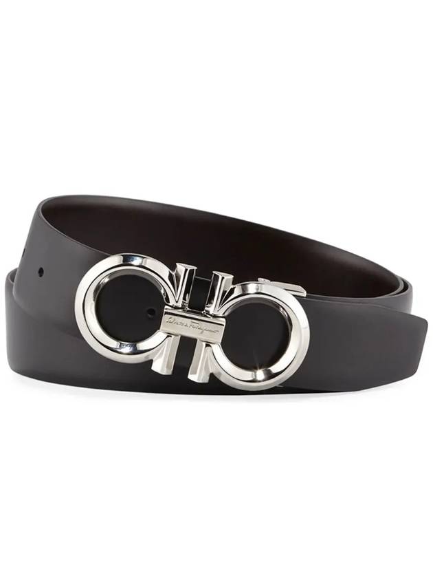 Gancini Buckle Reversible Leather Belt Black - SALVATORE FERRAGAMO - BALAAN 2