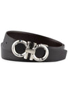 Gancini Buckle Reversible Leather Belt Black - SALVATORE FERRAGAMO - BALAAN 5