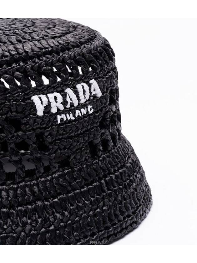 Logo Detail Bucket Hat Black - PRADA - BALAAN 3