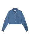 Union Ocean Wash Denim Crop Shirt Blue - CELINE - BALAAN 1