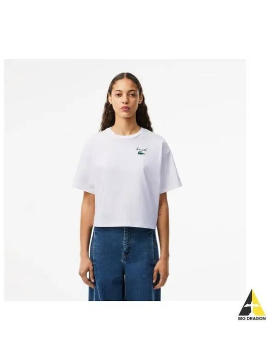 Women s Graphic Point Short Sleeve T Shirt OFFWHITE Off White - LACOSTE - BALAAN 1