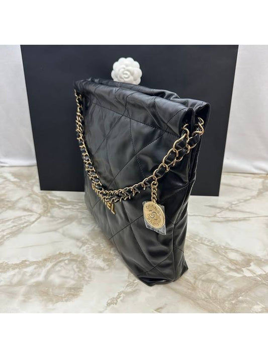 Women s 22 Bag Small Leather Cross Shoulder Gold Black - CHANEL - BALAAN 2