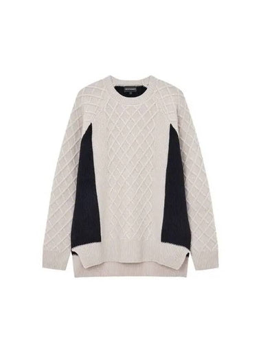 Men s half color combination wool raglan knit beige - EMPORIO ARMANI - BALAAN 1