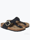 Gizeh Big Buckle Nubuck Leather Flip Flop Black - BIRKENSTOCK - BALAAN 2