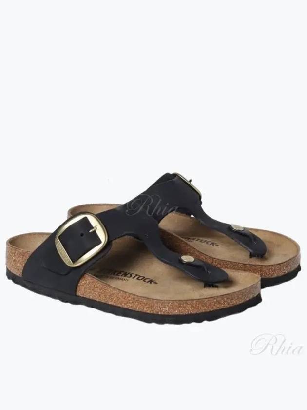 Gizeh Big Buckle Nubuck Leather Flip Flop Black - BIRKENSTOCK - BALAAN 2