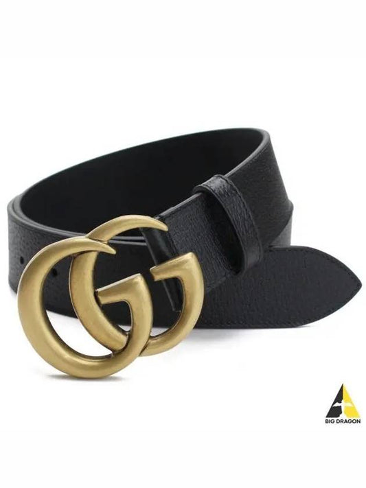 GG Marmont Double G Buckle Wide Leather Belt Black - GUCCI - BALAAN 2