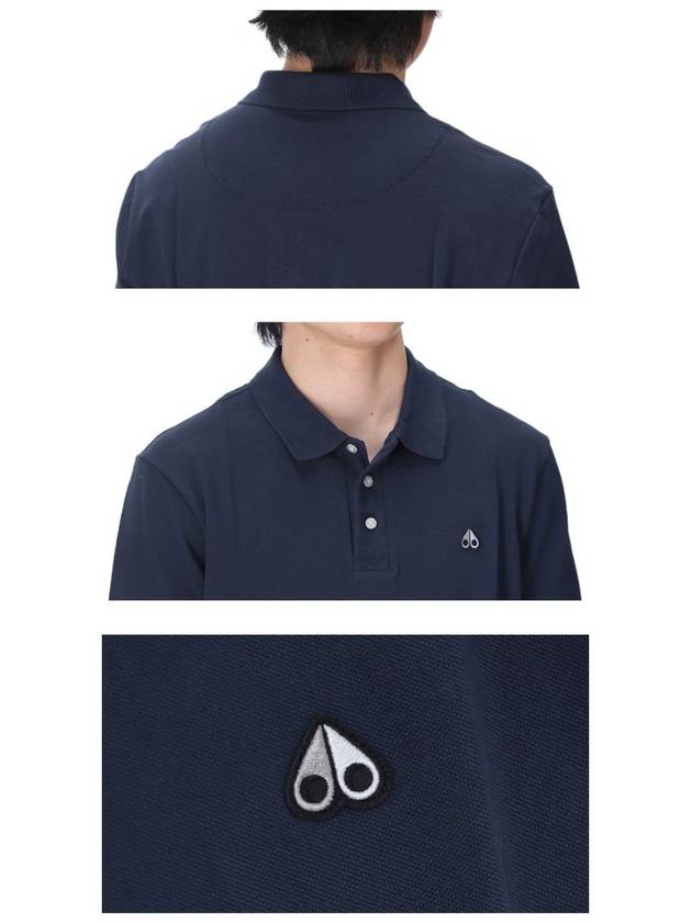 Embroidered Logo Short Sleeve Polo Shirt Navy - MOOSE KNUCKLES - BALAAN.