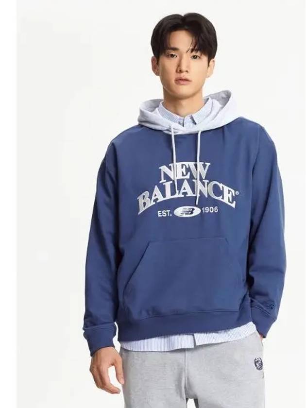 NBN0E42823 UNI Bridge Graphic Hoodie BLUE - NEW BALANCE - BALAAN 1