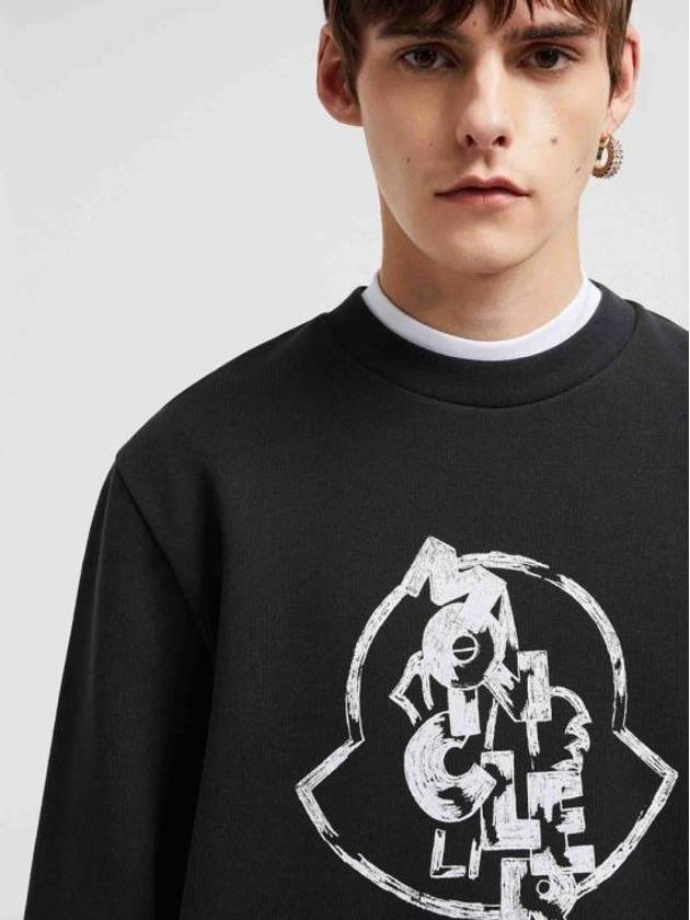 Logo Motif Cotton Sweatshirt Black - MONCLER - BALAAN 5