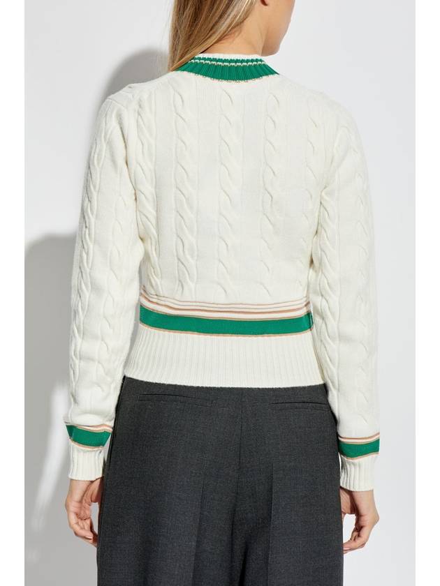 Lacoste Wool Sweater With Logo, Women's, Cream - LACOSTE - BALAAN 4