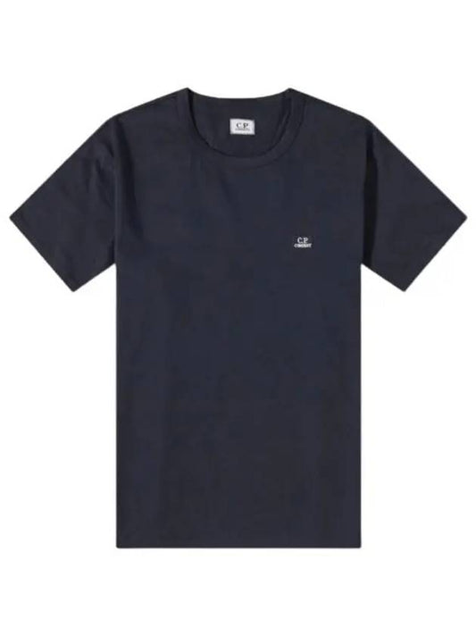 Logo Patch Crew Neck Cotton Short Sleeve T-Shirt Navy - CP COMPANY - BALAAN 2