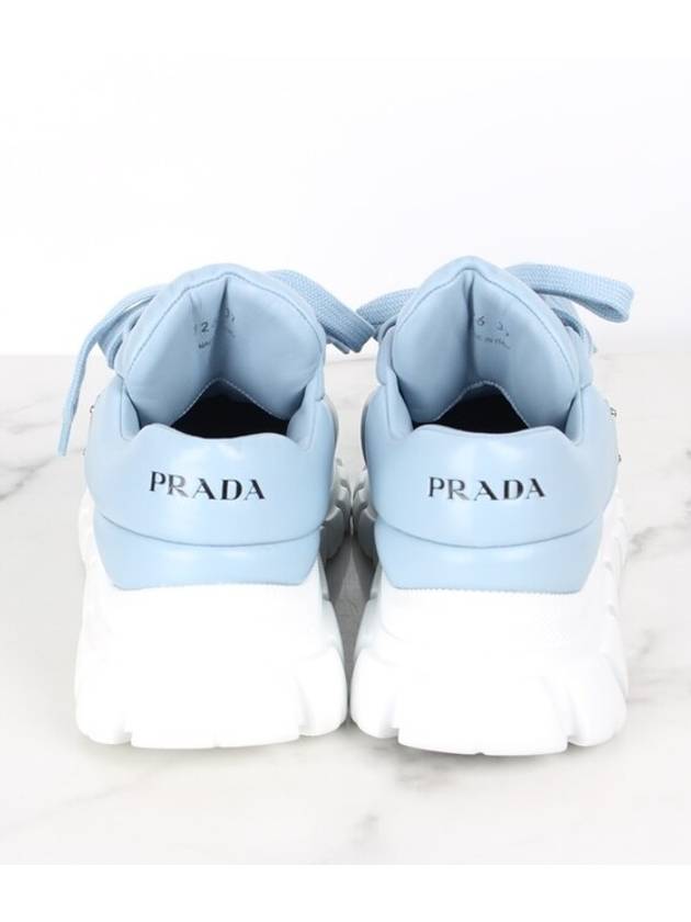 Triangular logo padded nappa sneakers sky blue 37 240 - PRADA - BALAAN 3