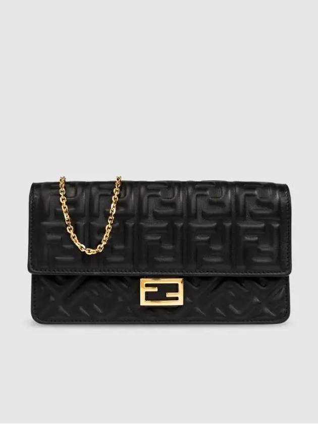 FF Baguette Nappa Leather Long Wallet Black - FENDI - BALAAN 6