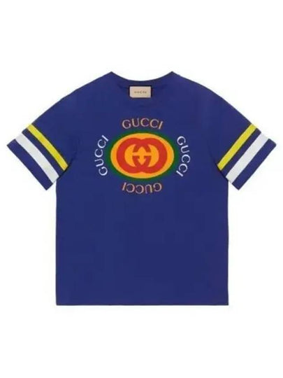 Men's GG Logo Short Sleeve T-Shirt Blue - GUCCI - BALAAN 2