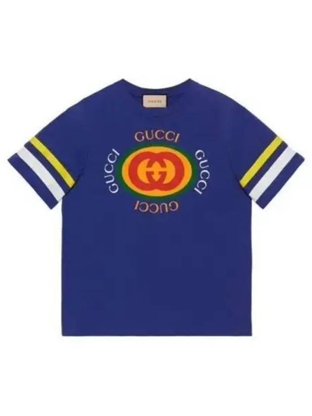 Men's GG Logo Short Sleeve T-Shirt Blue - GUCCI - BALAAN 2