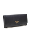 Women s Prada 1MH132 Black Saffiano Triangle Gold Lettering Logo Long Wallet gt Gangbuk used luxury goods - PRADA - BALAAN 4