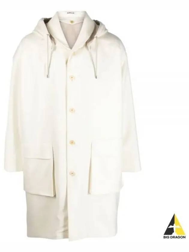 LIGHT MELTON HOODED LINER COAT A23AC01LM IVORY - AURALEE - BALAAN 1